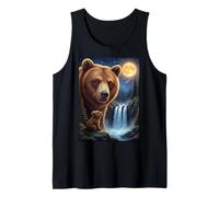 Majestic Bear Under the Moonlight Sky Nature Scene Tank Top