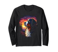 Majestic Bernese Mountain Dog Sunset Scene Long Sleeve T-Shirt