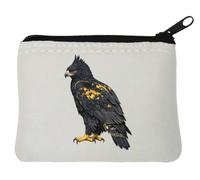 Majestic Black Hawk with Yellow Markings Neoprene Coin Purse Pouch 10x11cm White