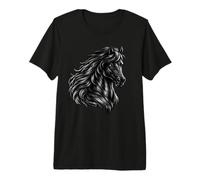 Majestic Black Horse Silver Mane Equestrian Graphic Premium T-Shirt