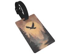 Majestic Black Raven Soaring Vintage Luggage Tags Name Id Label Suitcase Tags, Ideal for Travel Cruise Backpacks Bag