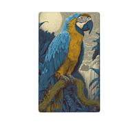 Majestic Blue and Yellow Parrot Single Toggle Blank Wall Plate Light Switch Cover Decorative 1 Gang for Kitchen Room Bathroom Size 11.4x7cm