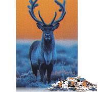 Majestic Blue Deer Jigsaw Puzzles 500 Pieces for Adults Wooden Puzzles Brain Exercise Challenge Game Entertainment Gifts Teenagers Family Activity 500pcs (52x38cm)