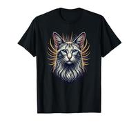 Majestic Blue Eyed Longhair Cat Mystic Totem T-Shirt