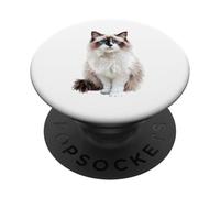 Majestic Blue Eyed Ragdoll Cat Illustration PopSockets Adhesive PopGrip