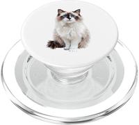 Majestic Blue Eyed Ragdoll Cat Illustration PopSockets PopGrip for MagSafe