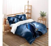 Majestic Blue Hawk Bedding Set 3D Printed Wildlife Forest Animal Theme Duvet Cover Set 3 Pieces Microfiber Quilt Cover Suitable for Boys & Girls with Pillowcase King（220x240cm）