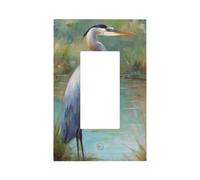 Majestic Blue Heron Light Switch Wall Plate Faceplate Cover Single Rocker 1 Gang Decorator Outlet Receptacle Covers for Home Kitchen Room Bathroom Decor