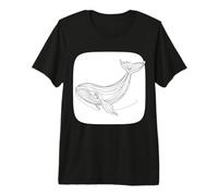 Majestic Blue Whale Line Art Ocean Marine Life Premium T-Shirt
