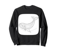 Majestic Blue Whale Line Art Ocean Marine Life Sweatshirt