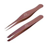 Majestic Bombay Fine Point Slant Tweezers for Women and Men - Splinter Ticks, Facial, Brow and Ingrown Hair Removal - Sharp, Needle Nose, Surgical Precision Best for Chin Hair
