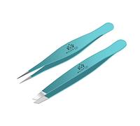 Majestic Bombay Fine Point Slant Tweezers for Women and Men Splinter Ticks, Facial, Brow and Ingrown Hair Removal Sharp, Needle Nose, Surgical Precision Best for Chin Hair