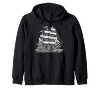 Majestic Brigantine Old Vessels Nautical Retro Shapes Mania Zip Hoodie