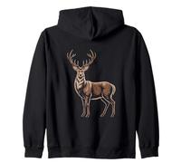 Majestic Buck Stag Antlers Forest Wildlife Icon Zip Hoodie
