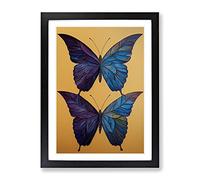 Majestic Butterflies Framed Wall Art Print A2 Black | Ready to Hang, Premium Gi Paper, Fade-Resistant Inks, Securely Packaged, UK Made