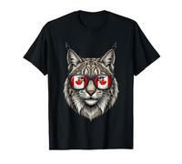 Majestic Canadian Lynx Portrait with Maple Leaf Flag Glasses T-Shirt