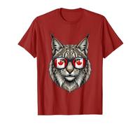 Majestic Canadian Lynx Portrait with Maple Leaf Flag Glasses T-Shirt