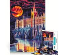 Majestic Castle Under Blood Moon 1000 Piece Jigsaw Puzzle FreeTime Game Smooth Thick Fun Challenge Birthday Surprise (50x75cm)