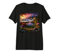 Majestic Coastal Mountain Paradise at Sunset Premium T-Shirt