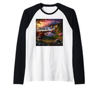 Majestic Coastal Mountain Paradise at Sunset Raglan Baseball Tee