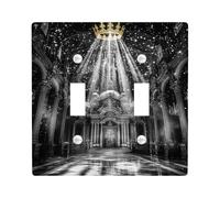 Majestic Crown Light Switch Cover Plates/Outlet Covers, Black and Gold Royal Design for Wall Décor, Thermoplastic Wall Plates, Standard Size Double Toggle