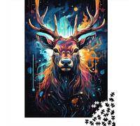 Majestic Deer 1000 Piece Jigsaw Puzzle Paper Puzzle for Adults Artistic Abstract Art Focus Improvement Family Entertainment Relax Decoration Gift 52x38cm/1000pcs