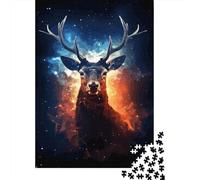 Majestic Deer Art 1000 Piece Jigsaw Puzzle Paper Puzzle Game for Adults Starry Night Scene Mindfulness Home Decor Relaxation 70x50cm/1000pcs