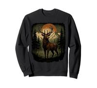Majestic Deer Elk Forest Mountains Sunset Nature Sweatshirt
