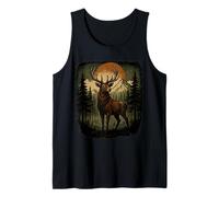 Majestic Deer Elk Forest Mountains Sunset Nature Tank Top