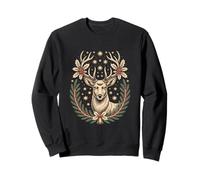 Majestic Deer Festive Stars Holiday Wreath Magic Sweatshirt