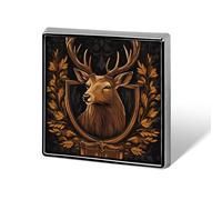 Majestic Deer Head Square Brooch Metal Pin Badges Classic Lapel Pins Jewellery Unisex