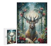 Majestic Deer in Enchanted Forest Hobby Jigsaw Puzzle for Adults, 500 PCS, An Engaging Indoor Activity for Quiet Evenings, for Creative Downtime