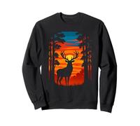 Majestic Deer in Sunset Forest Silhouette, Outdoor Lover Sweatshirt