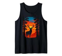 Majestic Deer in Sunset Forest Silhouette, Outdoor Lover Tank Top