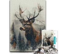 Majestic Deer in Winter Picture Wood Puzzle, Adults, 1000 Pieces | For puzzle fans: Jigsaw Puzzle - visual matching for a more organised build on weekends.