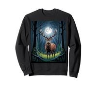 Majestic Deer Under Moonlight Forest Scene Sweatshirt