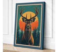 Majestic Deer Vintage Canvas Wall Art Print 18x12 Inch