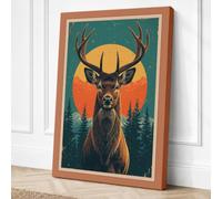 Majestic Deer Vintage Canvas Wall Art Print 18x12 Inch