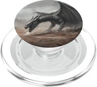 Majestic Dragon Breathing Fire in a Dystopian Landscape PopSockets PopGrip for MagSafe