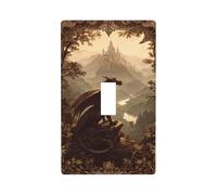 Majestic Dragon Perched Upon A Rocky Cliff Light Switch Cover Decorative Single Toggle 1 Gang Wall Plate for Kitchen Farmhouse Bedroom Bathroom Art Decor