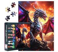 Majestic Dragon Puzzles - 1000 Pieces Dragon Soaring Through a Fiery Sky Jigsaw Puzzles for Adults Artwork Home Decor Difficult Challenge Puzzle as Gifts for Puzzle Lovers 27.5"X19.7"