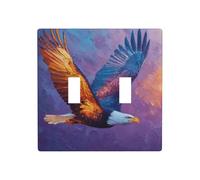 Majestic Eagle Double Gang Toggle Light Cover Wall Plate Switch Decor Standard Size - 11.4x11.4cm