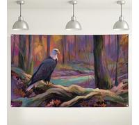 Majestic Eagle Forest Landscape Backdrop, Vibrant Artistic Nature Scene for Photography, Wildlife Photography Background for Home Decor and Events 71x43 Inch