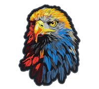 Majestic Eagle Head Embroidered Patch - Bold and Colorful Iron-On Applique for Jackets and Bags, Wild Bird, Powerful Biker Freedom Spirit, 11.1 x 14.5 inches