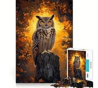 Majestic Eagle Owl in Autumn Jigsaw Puzzle for Adults 1000 Pieces Mind Exercise Anxiety Relief Family Play Birthday Surprise (38x26cm)