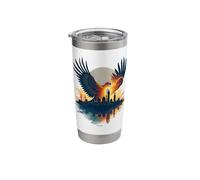 Majestic Eagle Soaring Above Cityscape Stainless Steel Insulated Tumbler
