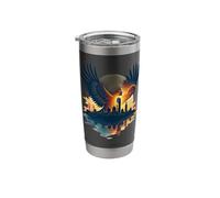 Majestic Eagle Soaring Above Cityscape Stainless Steel Insulated Tumbler