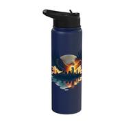 Majestic Eagle Soaring Above Cityscape Stainless Steel Insulated Water Bottle