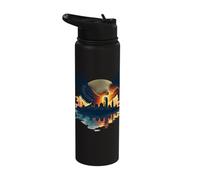 Majestic Eagle Soaring Above Cityscape Stainless Steel Insulated Water Bottle