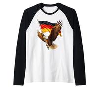 Majestic Eagle Soaring with The German National Flag Raglan Baseball Tee